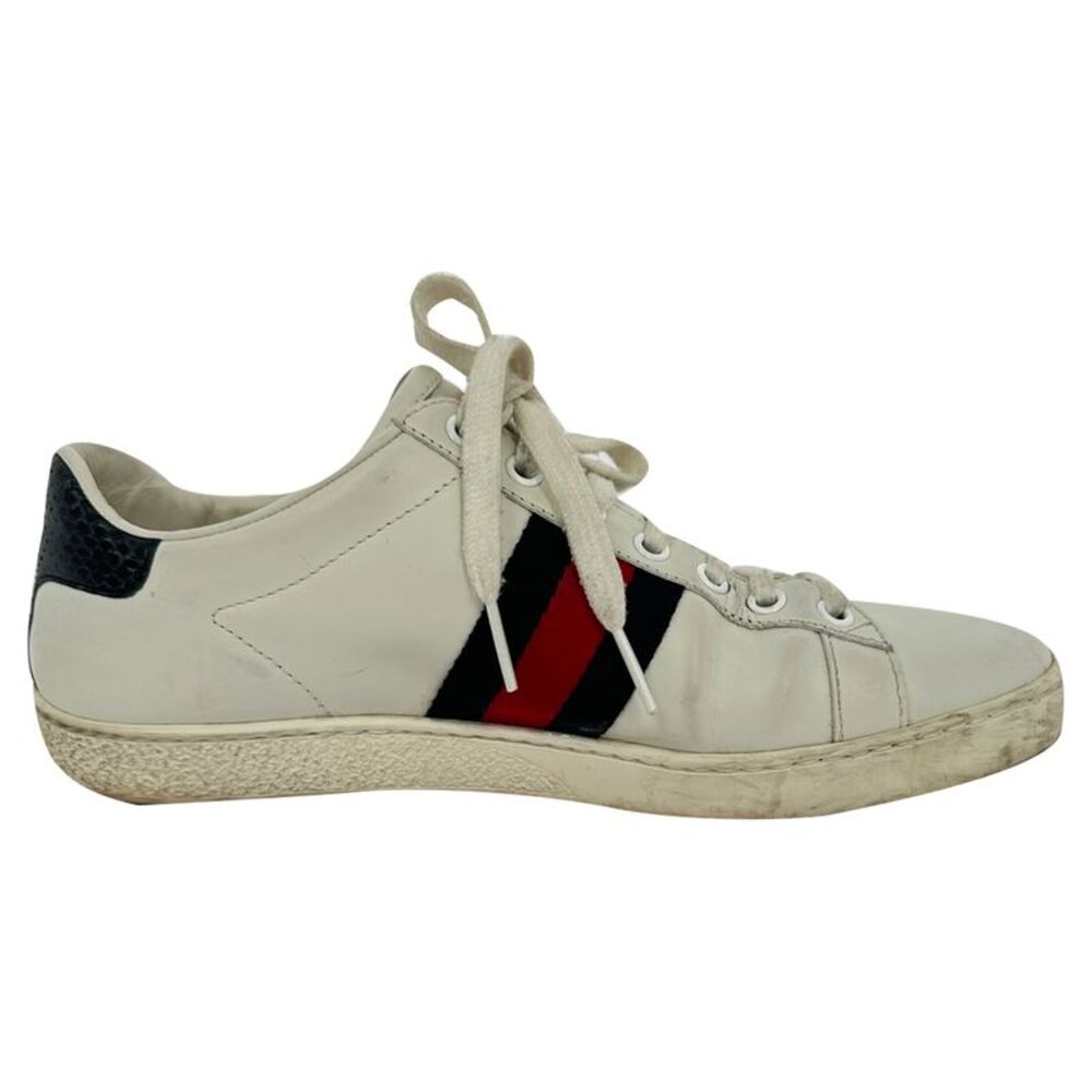 Gucci Ace Low-Top Sneakers in White Leather